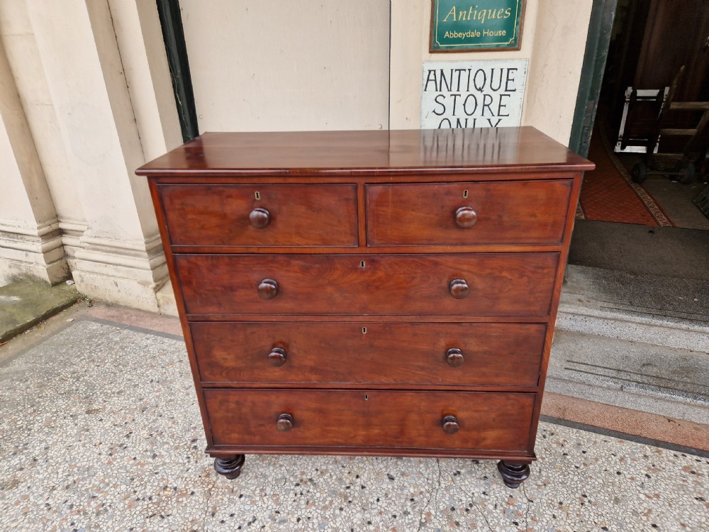 ANTIQUE large  MAHOGANY CHEST OF DRAWERS View II
