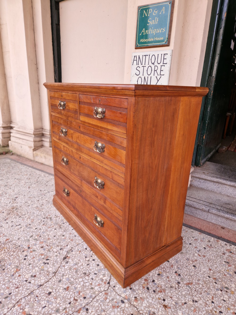 ANTIQUE WALNUT CHEST OF DRAWERS  View V