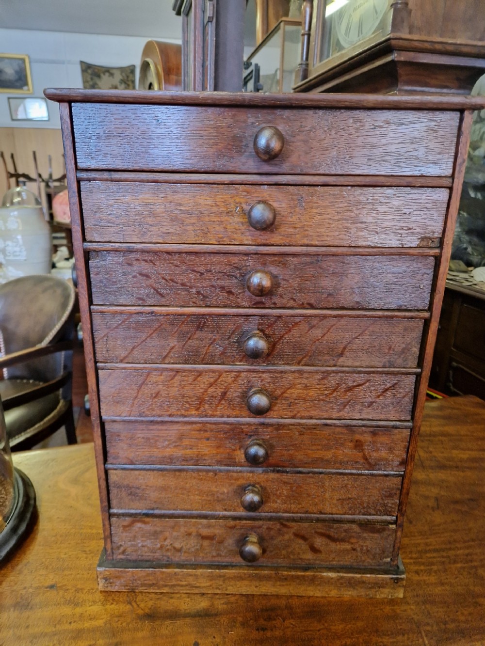 ANTIQUE OAK COLLECTORS CHEST 