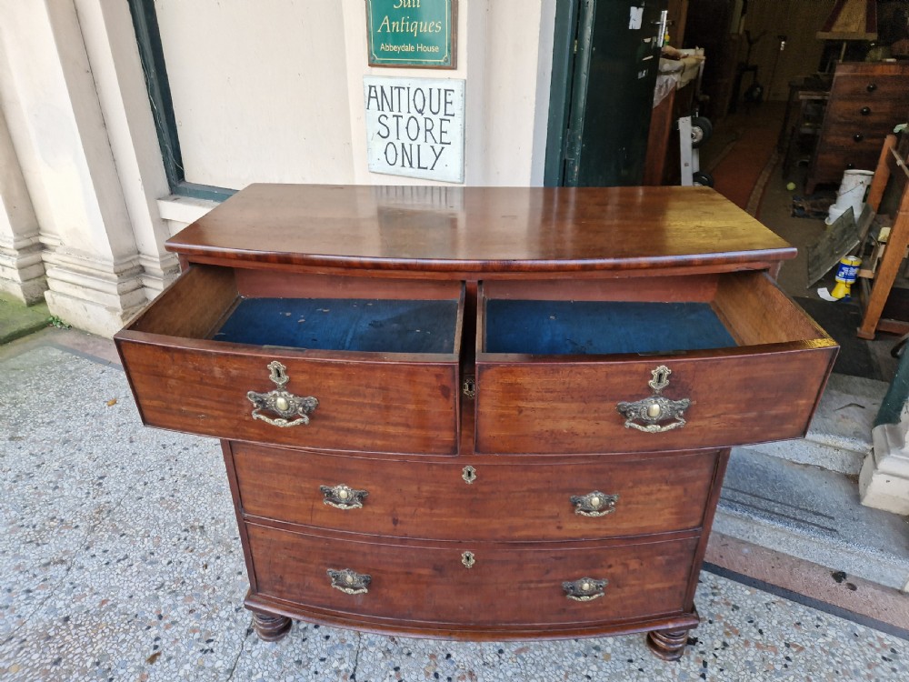 LARGE VICTORIAN BOW FRONTED CHEST OF DRAWERS  View V