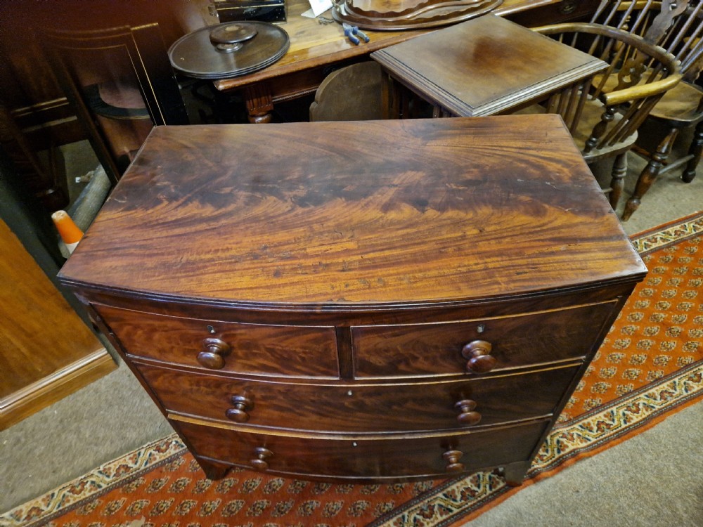 GEORGIAN BOW FRONTED CHEST OF DRAWERS  View II