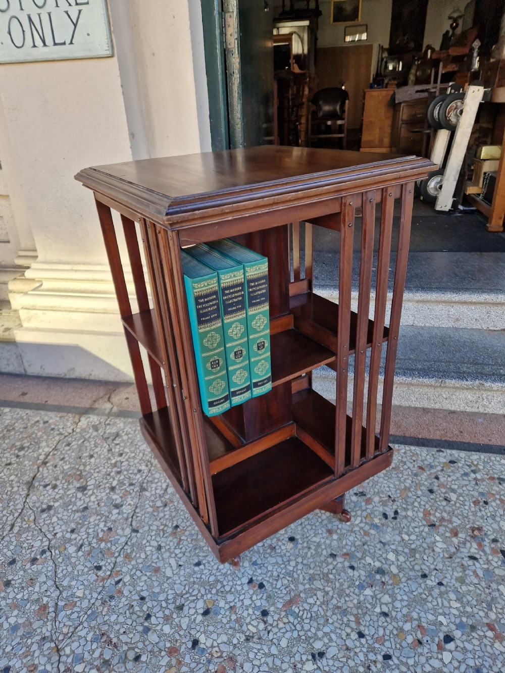ANTIQUE MAHOGANY REVOLVING BOOKCASE 