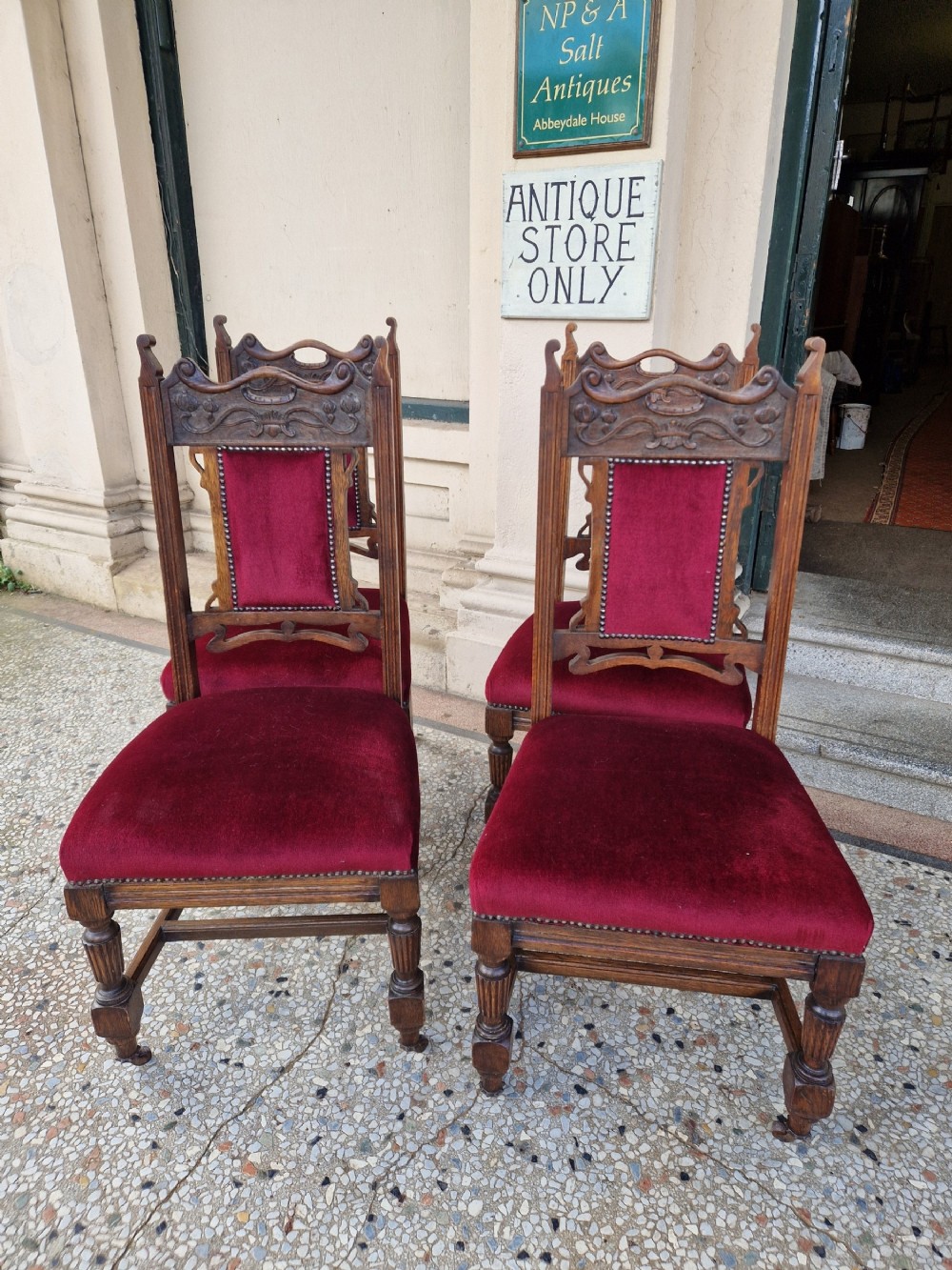 EDWARDIAN  OAK DINING CHAIRS 