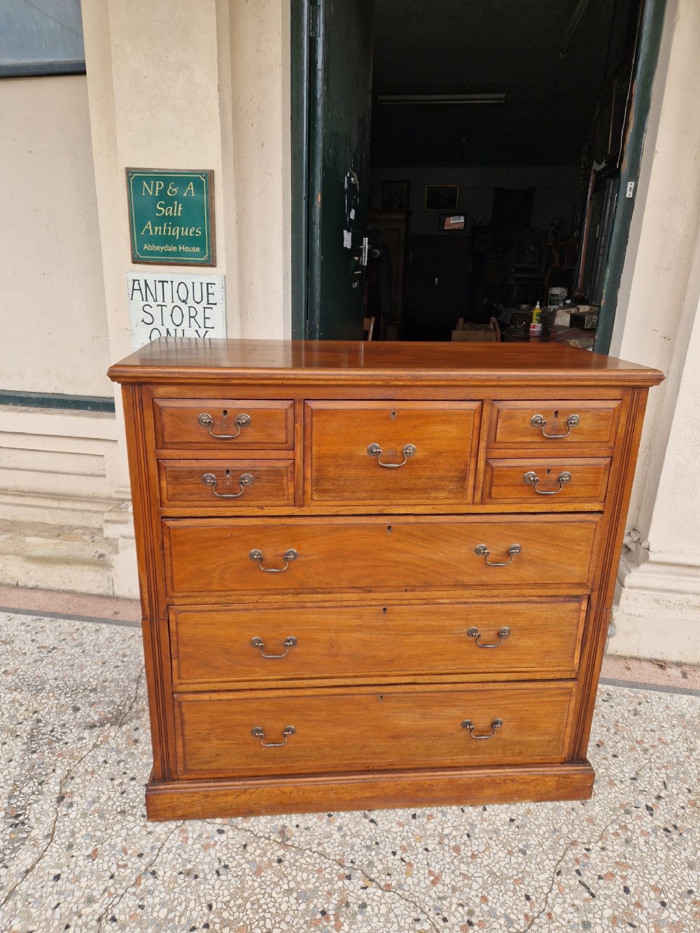 LARGE EDWARDIAN  WALNUT CHEST OF DRAWERS 