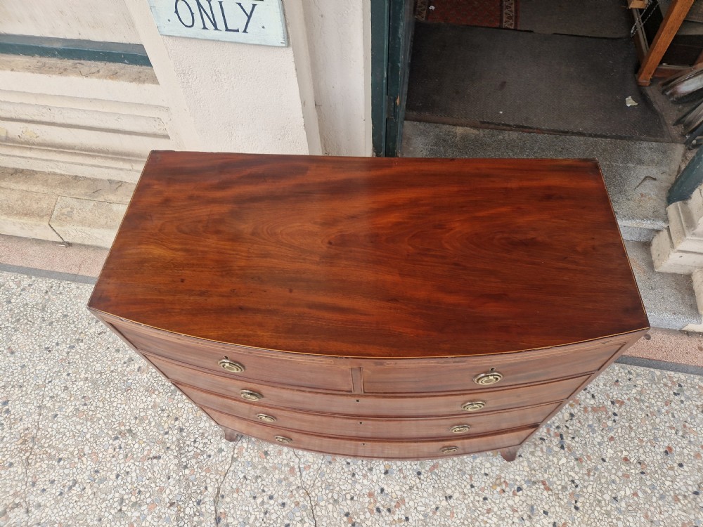 GEORGIAN MAHOGANY BOW FRONTED CHEST OF DRAWERS  View II