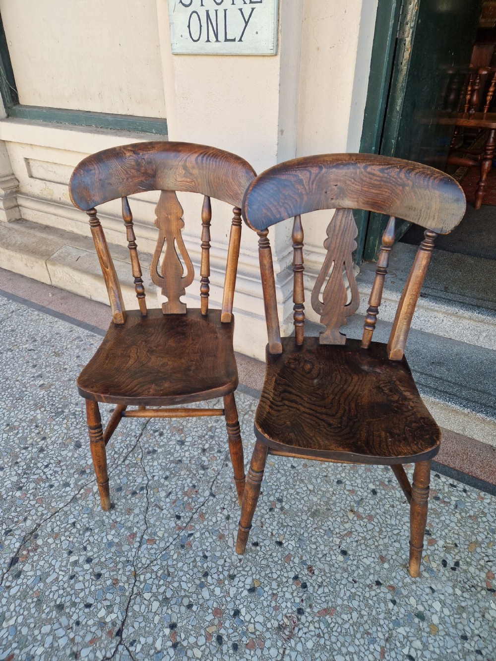 PAIR OF VICTORIAN KITCHEN CHAIRS 