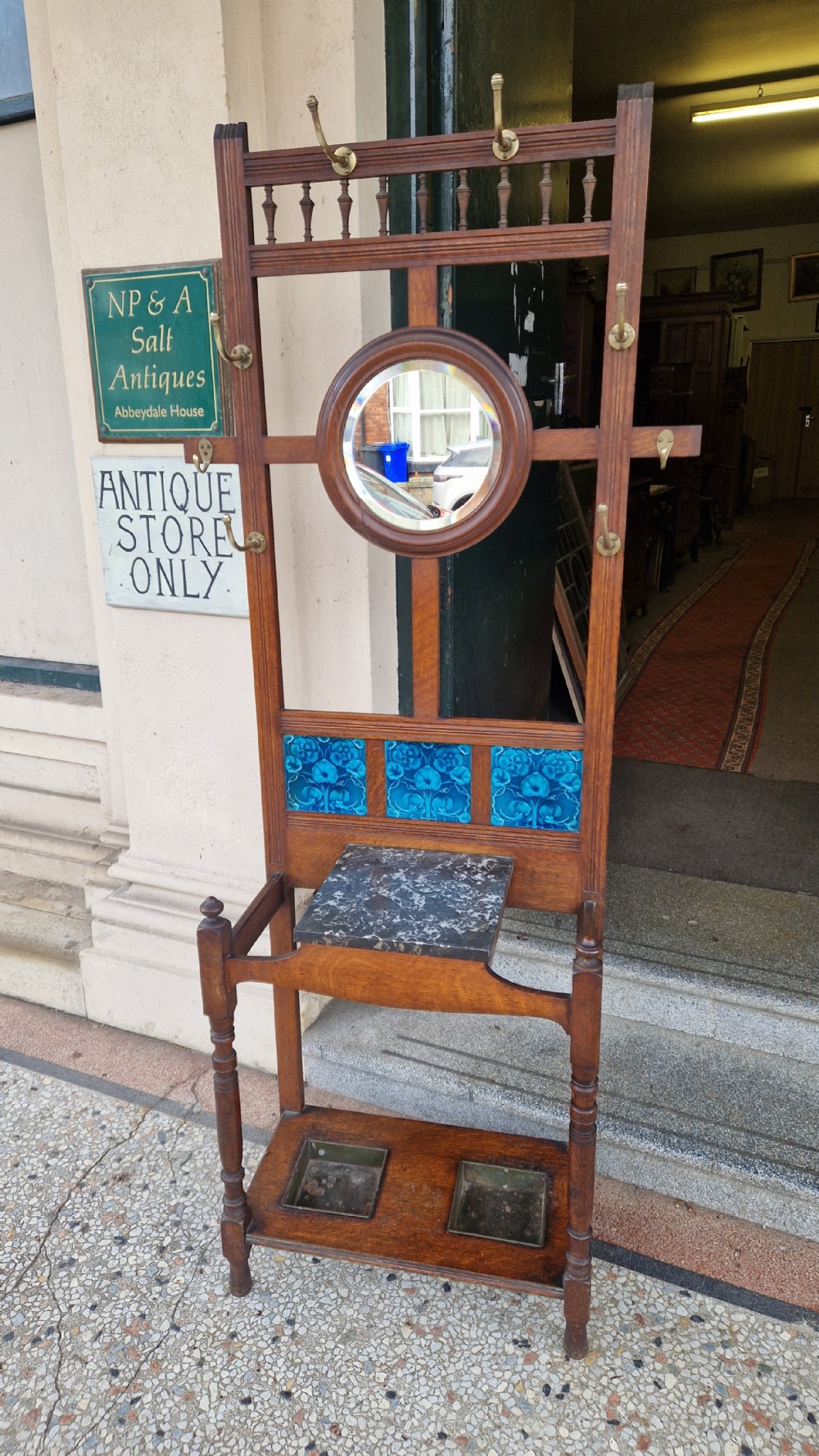  EDWARDIAN OAK HALLSTAND /COAT STAND .
