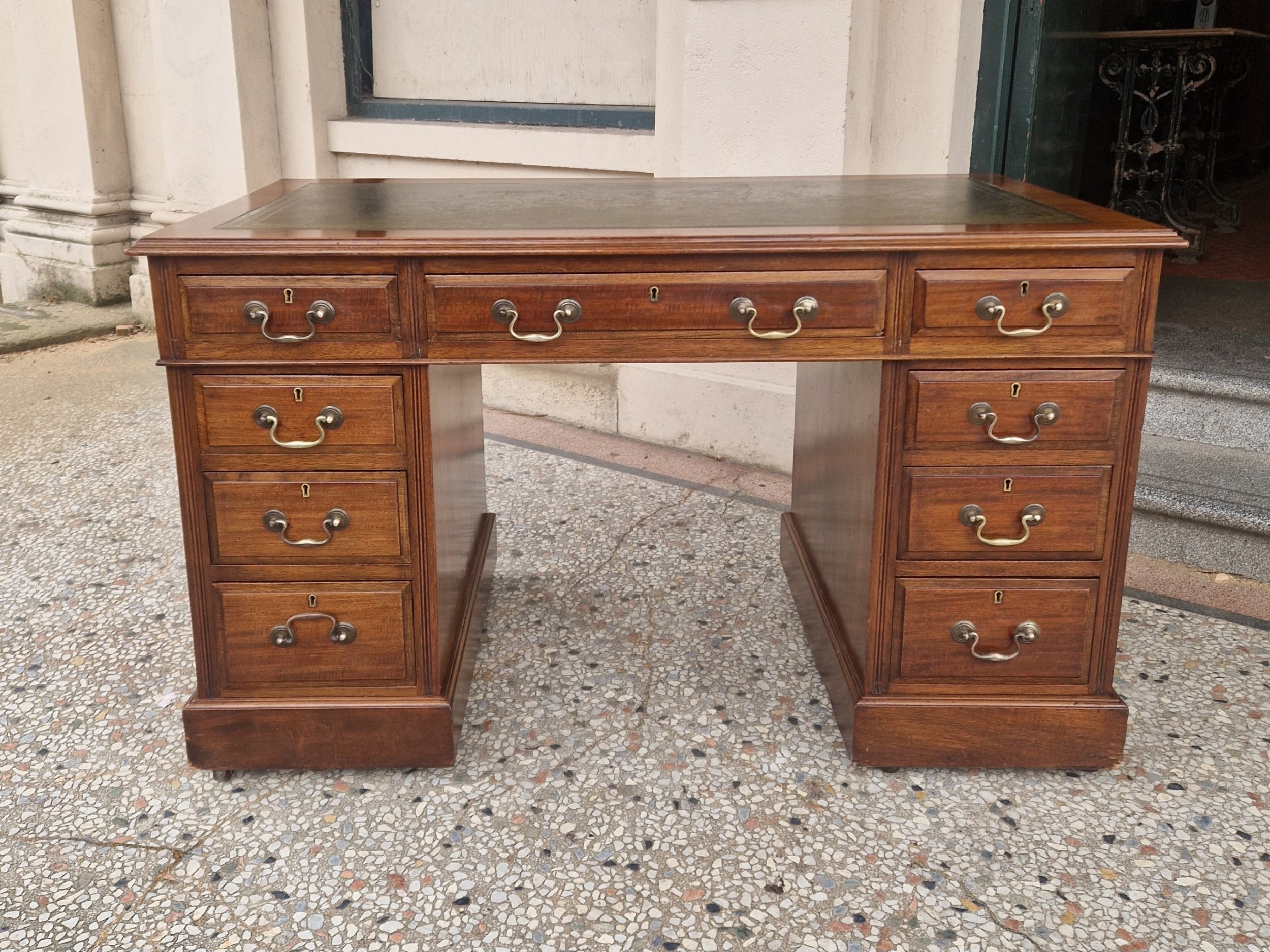 ANTIQUE MAHOGANY PEDESTAL DESK 