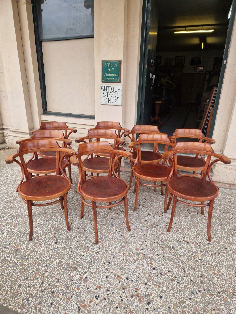 SET OF TEN BENTWOOD BISTRO ARMCHAIRS  CHAIRS 