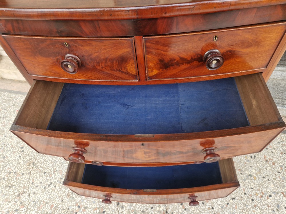 VICTORIAN BOW FRONTED CHEST OF DRAWERS  View V