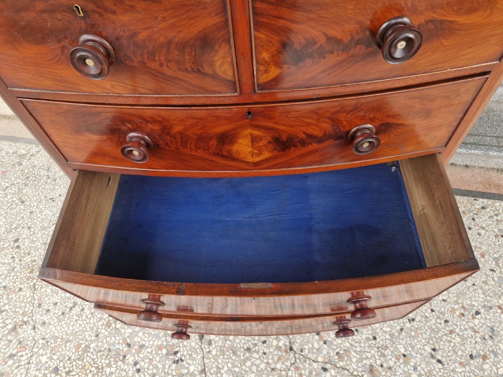 VICTORIAN BOW FRONTED CHEST OF DRAWERS  View VII