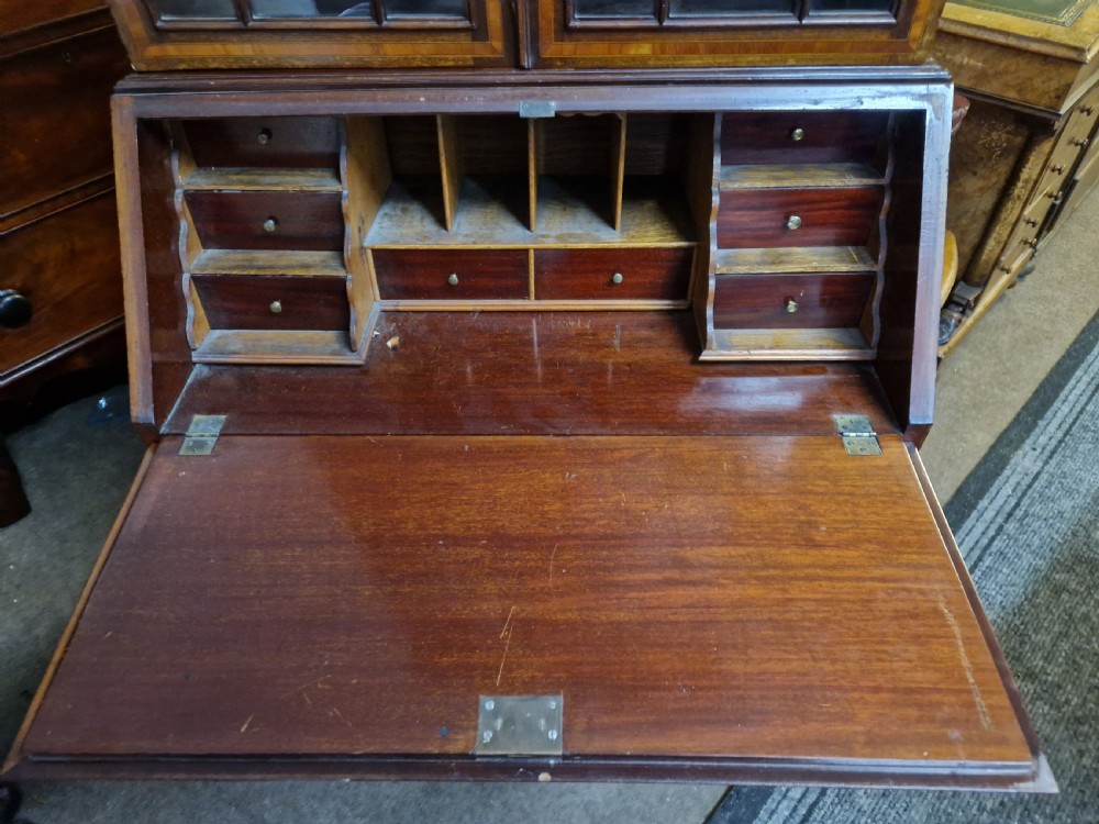 EDWARDIAN INLAID MAHOGANY BUREAU  BOOKCASE  View V