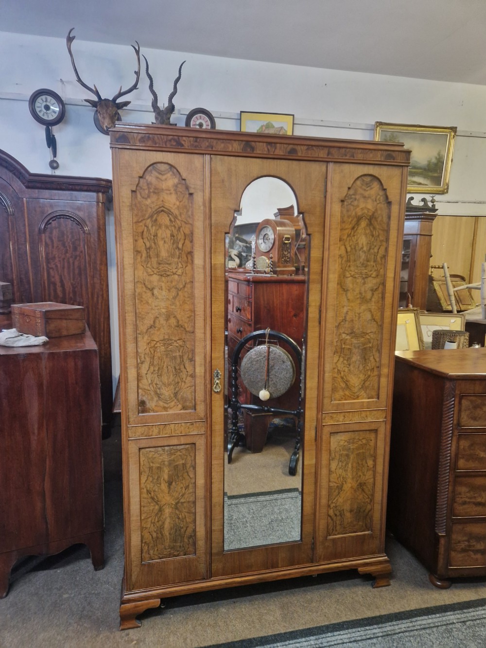 ANTIQUE BURR WALNUT WARDROBE View II