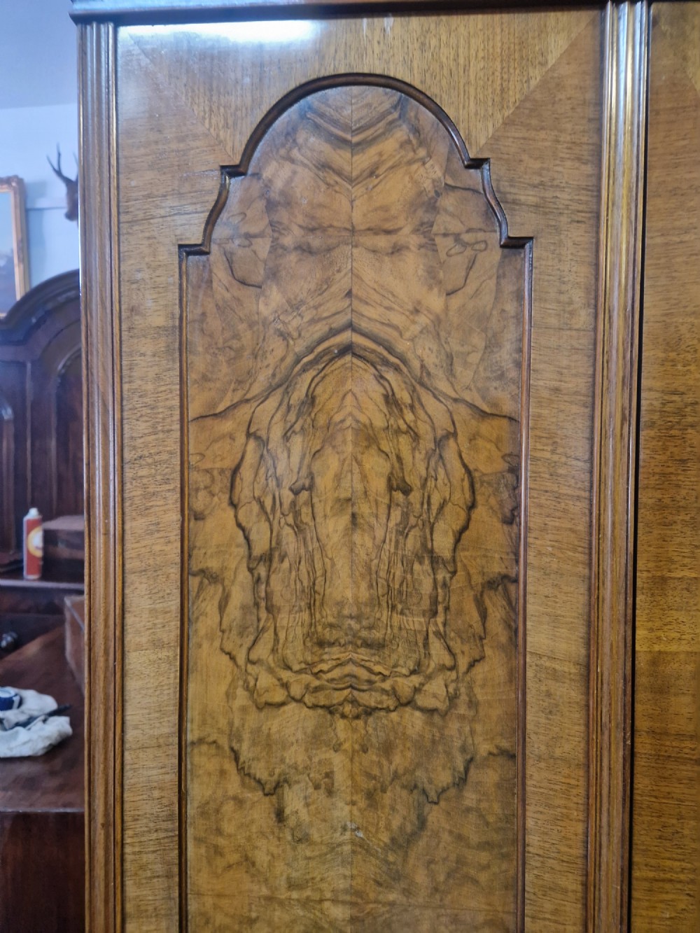 ANTIQUE BURR WALNUT WARDROBE View III