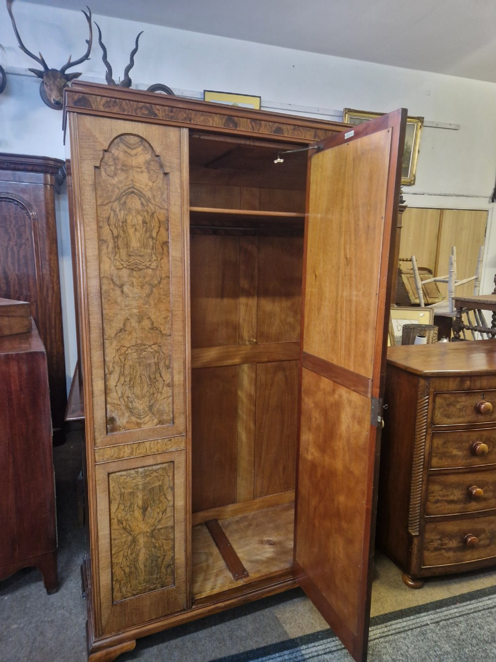 ANTIQUE BURR WALNUT WARDROBE View IV