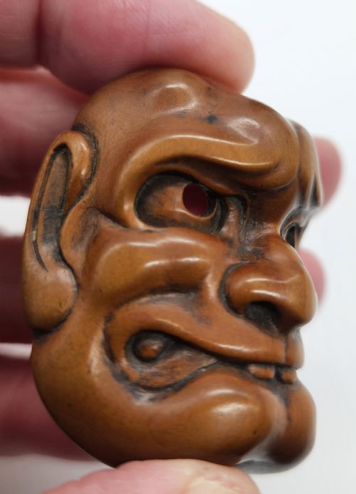 Netsuke of Noh Wood Mask Edo Period