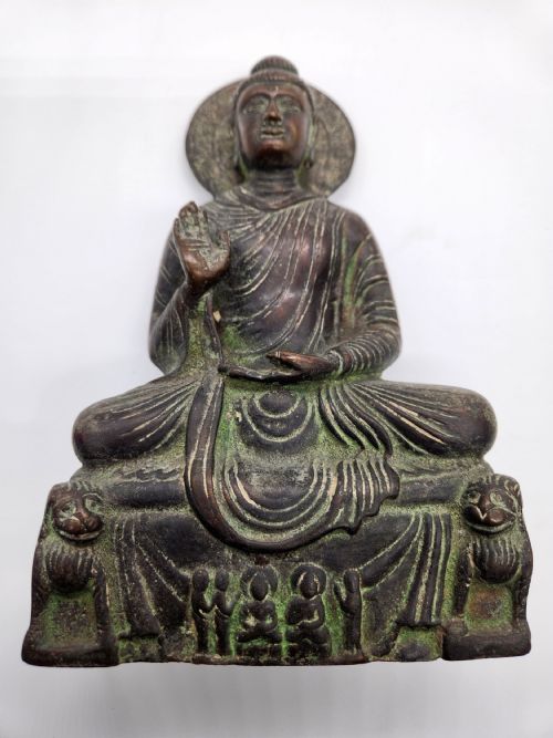 A BRONZE SEATED GANDHARA BUDDHA - ADDITIONAL PHOTO 8