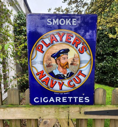 Double Sided Players Navy Cut Cigarettes Enamel Sign Circa 1910