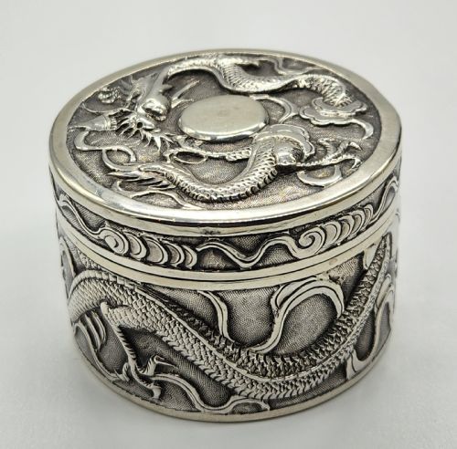 CHINESE SILVER DRAGON EXPORT BOX WANG HING ... 3