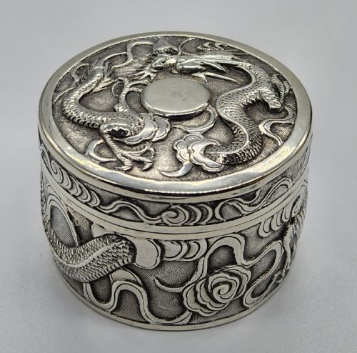 CHINESE SILVER DRAGON EXPORT BOX WANG HING ... 5