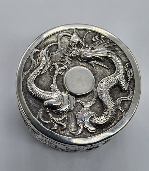CHINESE SILVER DRAGON EXPORT BOX WANG HING ... 6