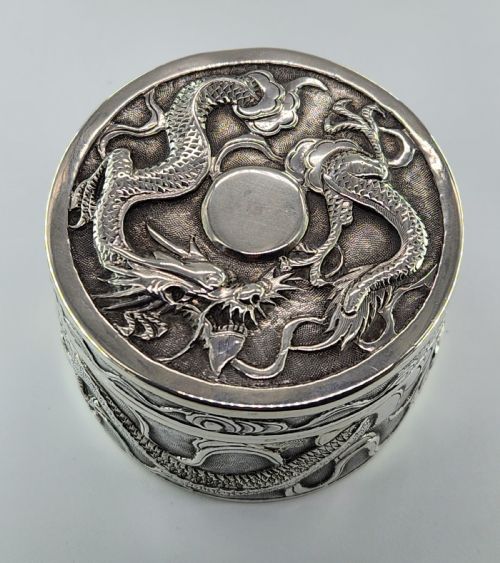 CHINESE SILVER DRAGON EXPORT BOX WANG HING ... 7