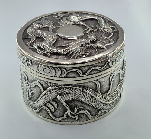 CHINESE SILVER DRAGON EXPORT BOX WANG HING ... 8