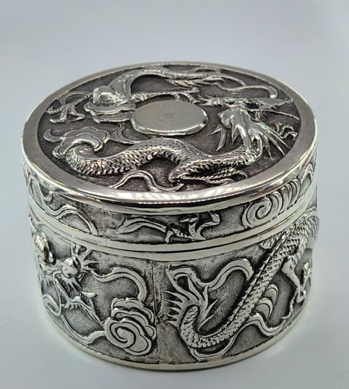 CHINESE SILVER DRAGON EXPORT BOX WANG HING ... 9