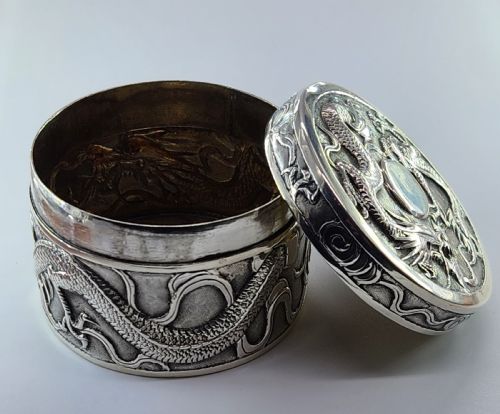 CHINESE SILVER DRAGON EXPORT BOX WANG HING ... 13