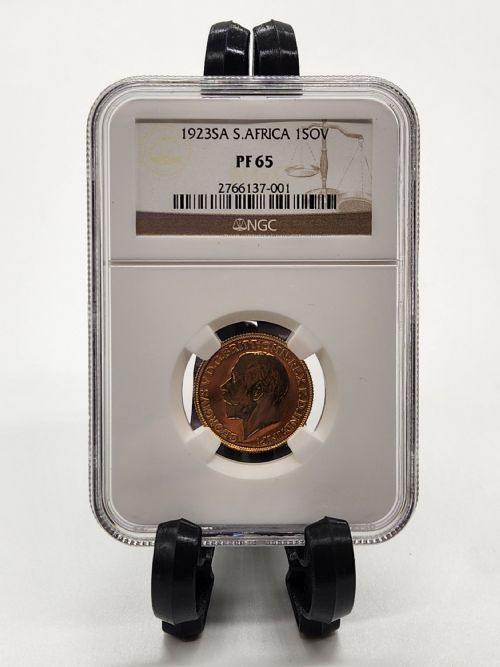 Extremely Rare 1923 South Africa Gold Full Sovereign Coin Pf65