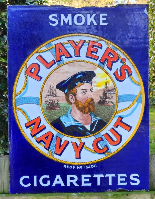 DOUBLE SIDED PLAYERS NAVY CUT CIGARETTES ENAMEL SIGN CIRCA 1910 - ADDITIONAL PHOTO 10