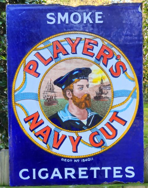 DOUBLE SIDED PLAYERS NAVY CUT CIGARETTES ENAMEL SIGN CIRCA 1910 - ADDITIONAL PHOTO 12