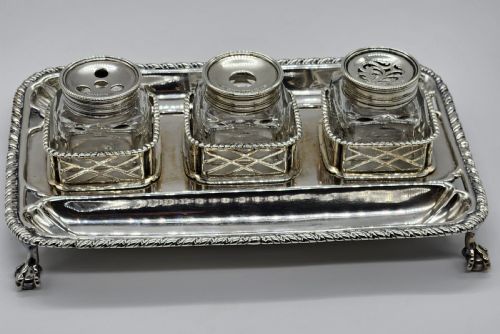 fig 1. A King George III Silver Three Bottle Inkstand Made London 1762