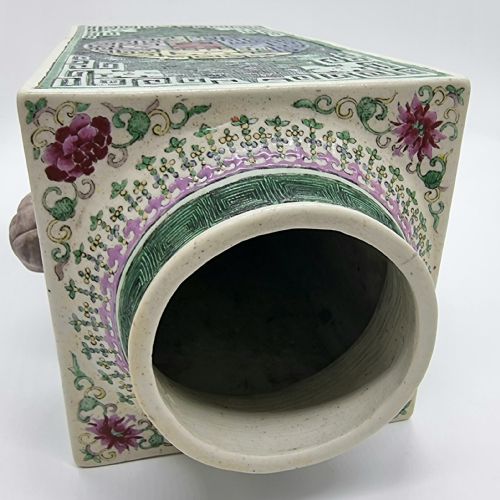A RARE CHINESE ROSE-VERTE BISCUIT ENAMELLED VASE, ... 6