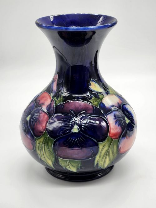 A Rare Uncommon Shape William Moorcroft Pansy Vase Circa 1920