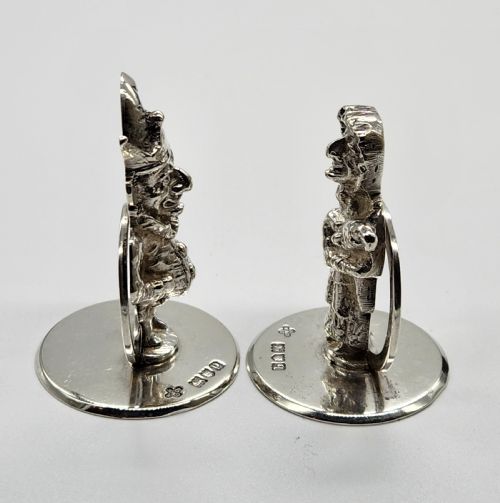 fig 2. A Rare Pair of Silver Novelty Cast 'Punch and Judy' Card/Menu Holders By Horace Woodward & Co, London 1910