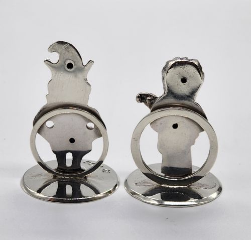 fig 3. A Rare Pair of Silver Novelty Cast 'Punch and Judy' Card/Menu Holders By Horace Woodward & Co, London 1910