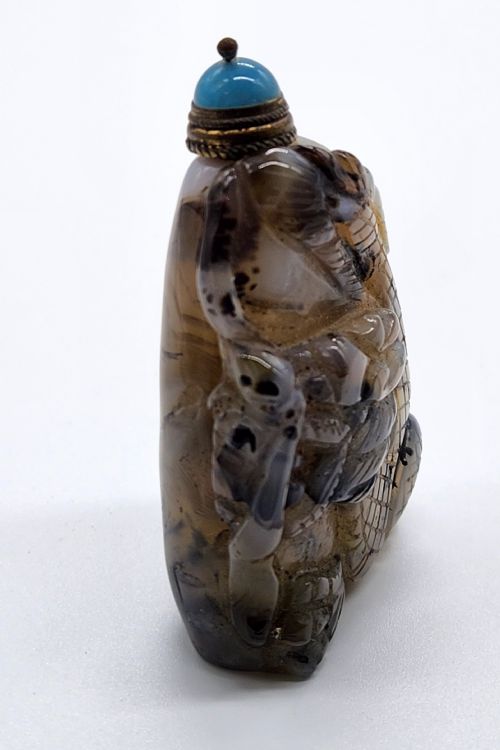 A RARE CARVED AGATE DRAGON SNUFF BOTTLE CHINESE QING DYNASTY - ADDITIONAL PHOTO 6