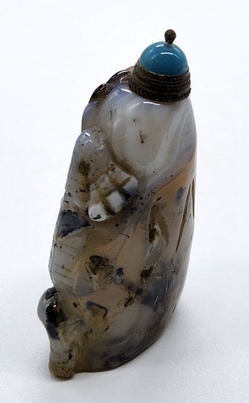 A RARE CARVED AGATE DRAGON SNUFF BOTTLE CHINESE QING DYNASTY - ADDITIONAL PHOTO 8