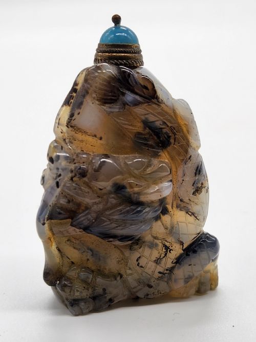 A RARE CARVED AGATE DRAGON SNUFF BOTTLE CHINESE QING DYNASTY - ADDITIONAL PHOTO 15