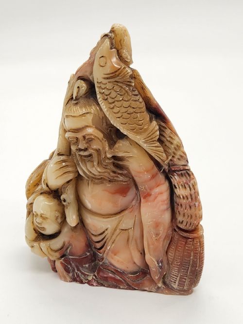 A RARE CHINESE CARVED SHOU LAO SOAPSTONE ... 10