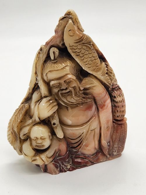 A RARE CHINESE CARVED SHOU LAO SOAPSTONE ... 11