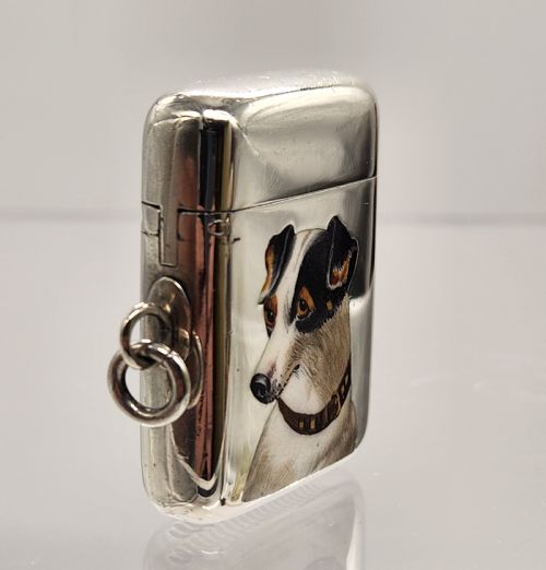 A RARE VICTORIAN SILVER ENAMEL DOG HEAD ... 6