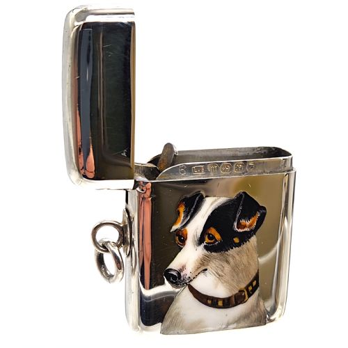 A RARE VICTORIAN SILVER ENAMEL DOG HEAD ... 8