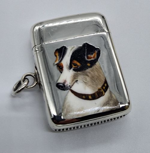 A RARE VICTORIAN SILVER ENAMEL DOG HEAD ... 10