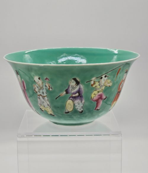 AN EXQUISITE CHINESE TURQUOISE PORCELAIN BOWL WITH A QIANLONG MARK QING DYNASTY - ADDITIONAL PHOTO 3