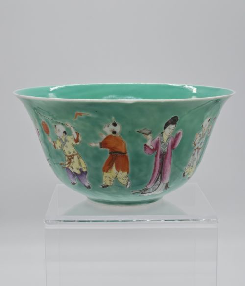 AN EXQUISITE CHINESE TURQUOISE PORCELAIN BOWL WITH A QIANLONG MARK QING DYNASTY - ADDITIONAL PHOTO 4