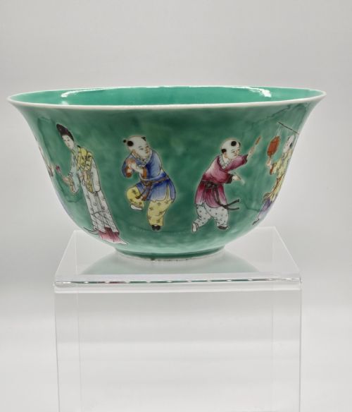 AN EXQUISITE CHINESE TURQUOISE PORCELAIN BOWL WITH A QIANLONG MARK QING DYNASTY - ADDITIONAL PHOTO 5
