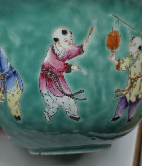 AN EXQUISITE CHINESE TURQUOISE PORCELAIN BOWL WITH A QIANLONG MARK QING DYNASTY - ADDITIONAL PHOTO 13