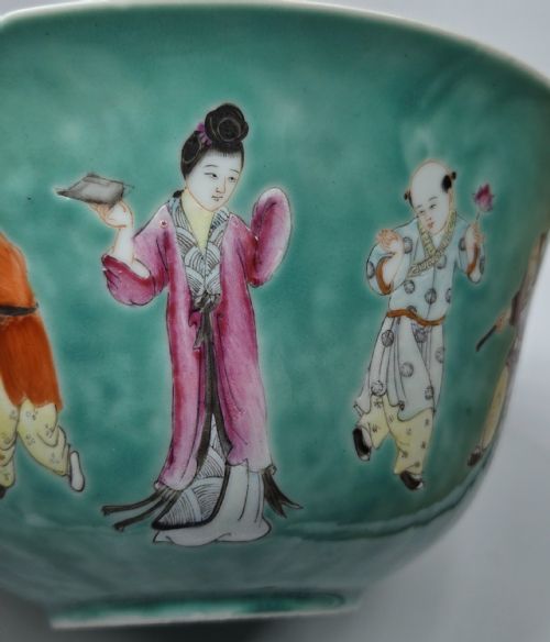 AN EXQUISITE CHINESE TURQUOISE PORCELAIN BOWL WITH A QIANLONG MARK QING DYNASTY - ADDITIONAL PHOTO 16